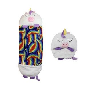 Happy Nappers Arianna Rainbow Unicorn Sleeping Bag Medium 20x54 Plush Pillow Kid